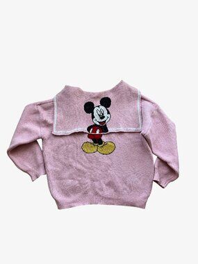Vintage Pink Sailor Collar Mickey Mouse Cardigan